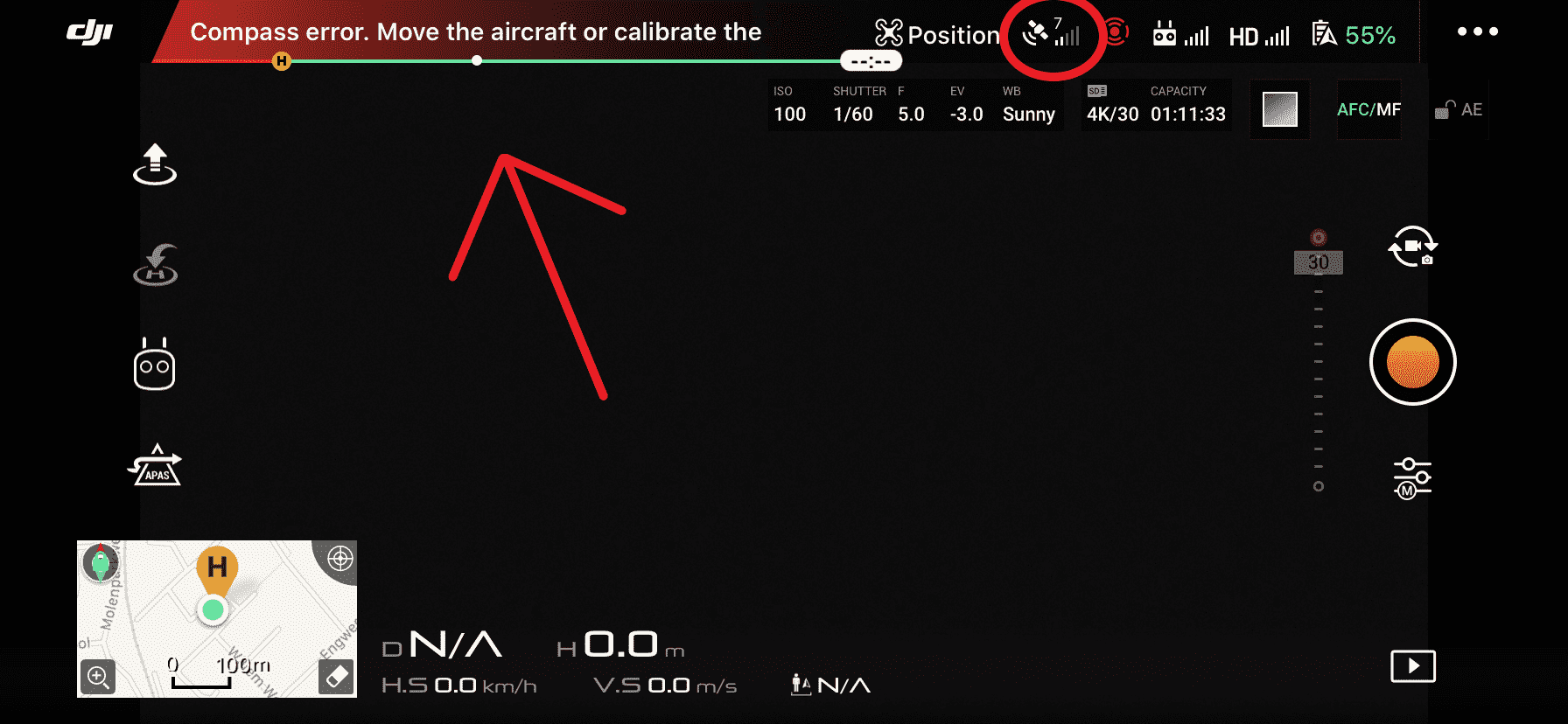 Kompas error DJI GO 4