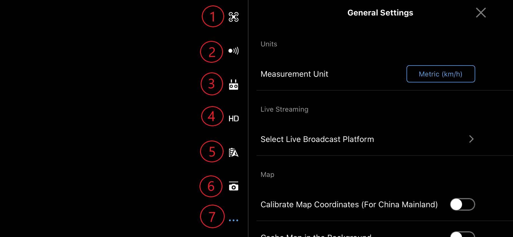 de DJI-ap heeft veel verschillende mogelijkheden op het gebied van de instellingen DJI GO 4 app hoofdmenu alle instellingen