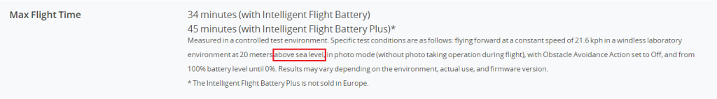 Maximale drone vliegtijd gemeten boven zeeniveau Maximale drone vliegtijd gemeten boven zeeniveau