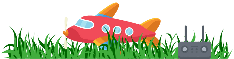 modelvliegtuigje op het gras wordt niet gezien als een drone modelvliegtuigje in het gras rood met controller